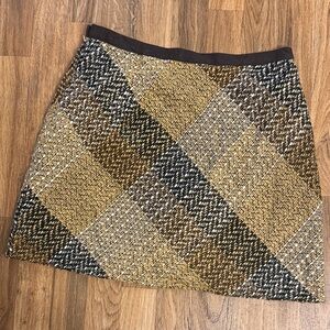 The Limited Gold and Black Patterned A-Line Skirt